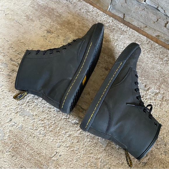 Dr. Marten Sheridan Softwair Nubuck Suede Leather Black Combat Boots High Tops - Picture 5 of 9